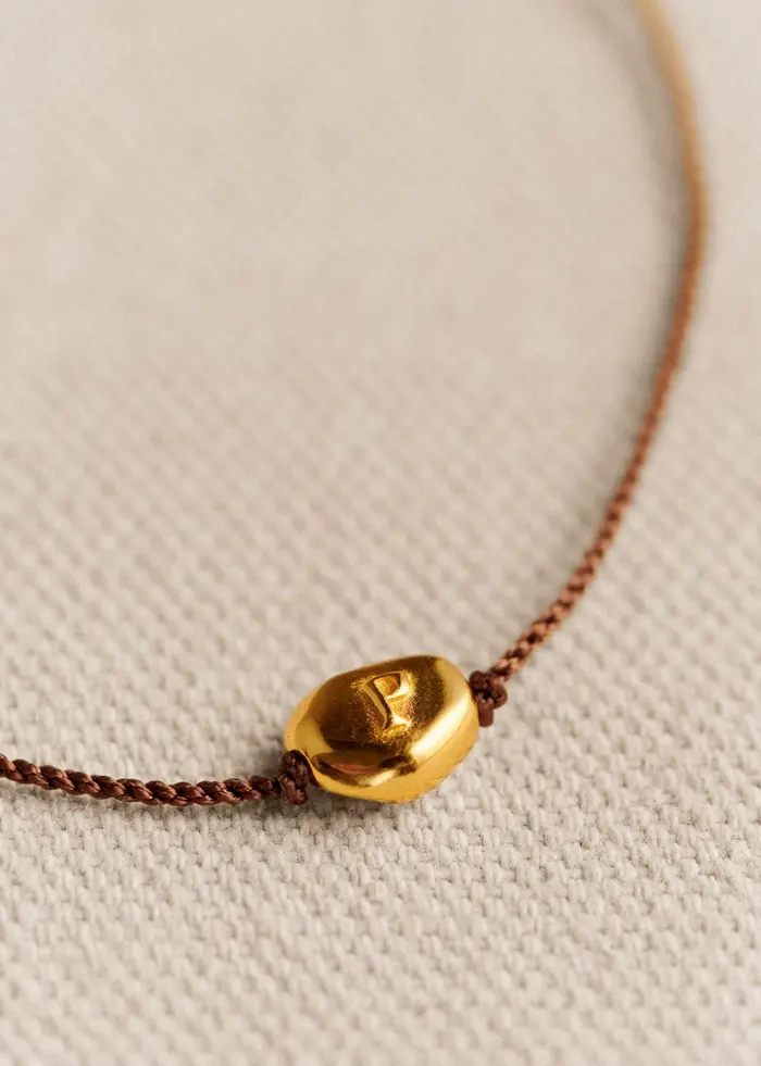 Bracelet Cléo - Chocolat - Lettre P