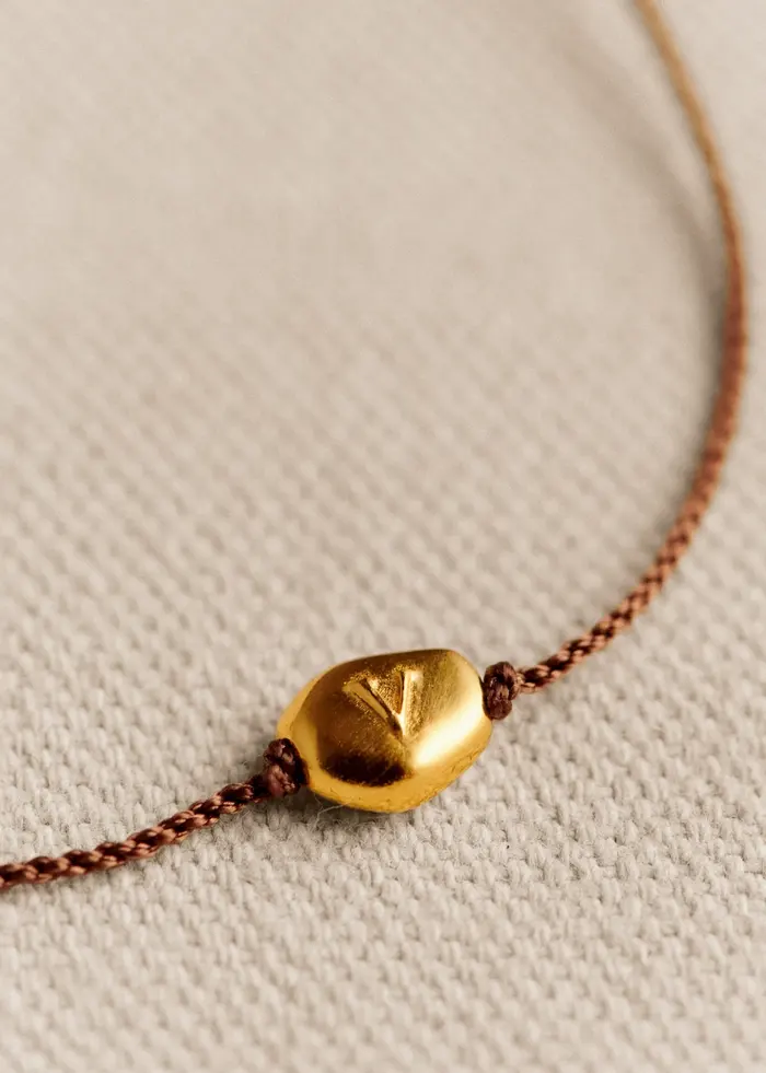 Bracelet Cléo - Chocolat - Lettre V