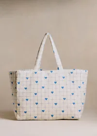 Cabas - Broderie Coeurs Bleu Vintage — view 2