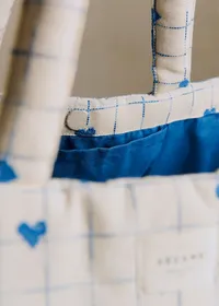 Cabas - Broderie Coeurs Bleu Vintage — view 3