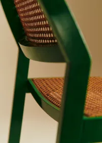 Chaise modèle Pluto en bois laqué vert années 70 - Bois laqué et cannage — view 3