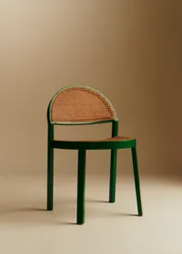 Chaise modèle Pluto en bois laqué vert années 70 - Bois laqué et cannage — view 4