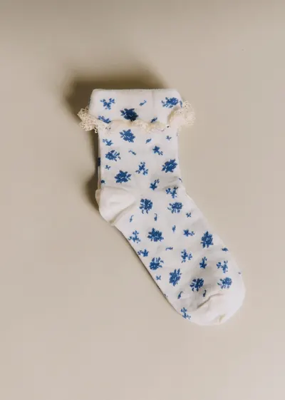 Chaussettes Alissa - Fleurs Bleu