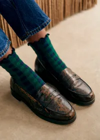 Chaussettes Carreaux - Marine / Bleu canard — view 3