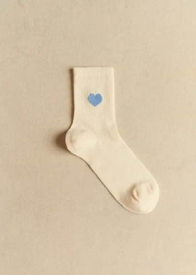 Chaussettes Coeur - Bleu Vintage