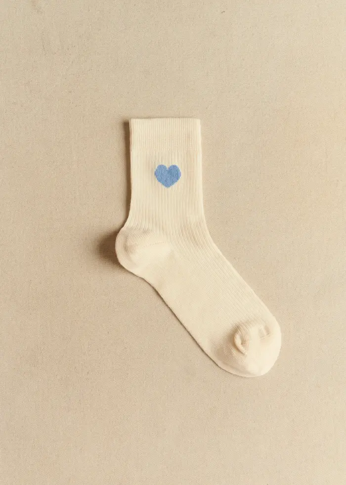 Chaussettes Coeur - Bleu Vintage