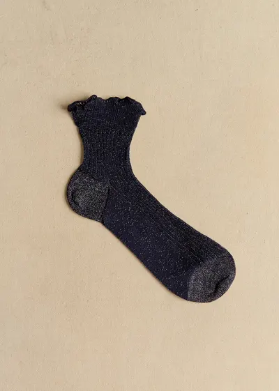Chaussettes Diane - Bleu Marine Lurex Doré