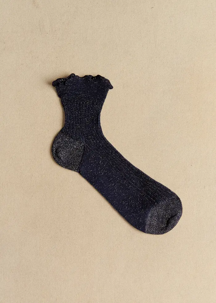 Chaussettes Diane - Bleu Marine Lurex Doré