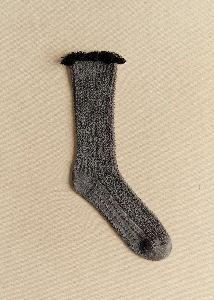 Chaussettes Elena Haute - Gris Chiné