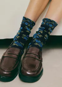 Chaussettes Lio - Fleurs Bleues — view 2