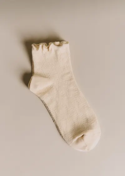 Chaussettes pointelle - Beige