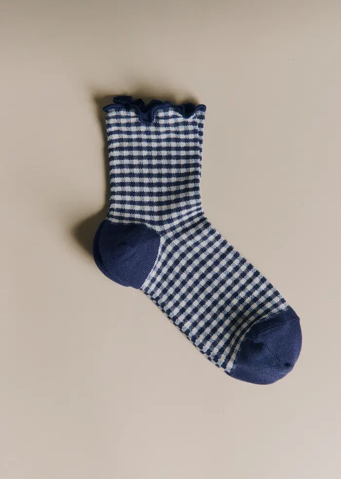 Chaussettes Vichy - Bleu Marine