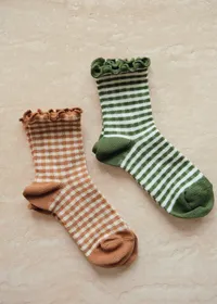 Chaussettes Vichy - Vichy Marron Ecru — view 2