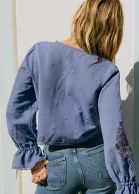 Chemise Akiraly - Broderie Unie Oeillet Bleu — view 4