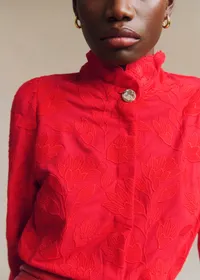 Chemise Ambre - Broderie Unie Rouge Vif — view 2