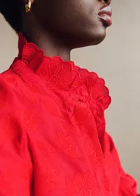 Chemise Ambre - Broderie Unie Rouge Vif — view 4