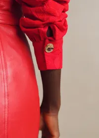 Chemise Ambre - Broderie Unie Rouge Vif — view 5