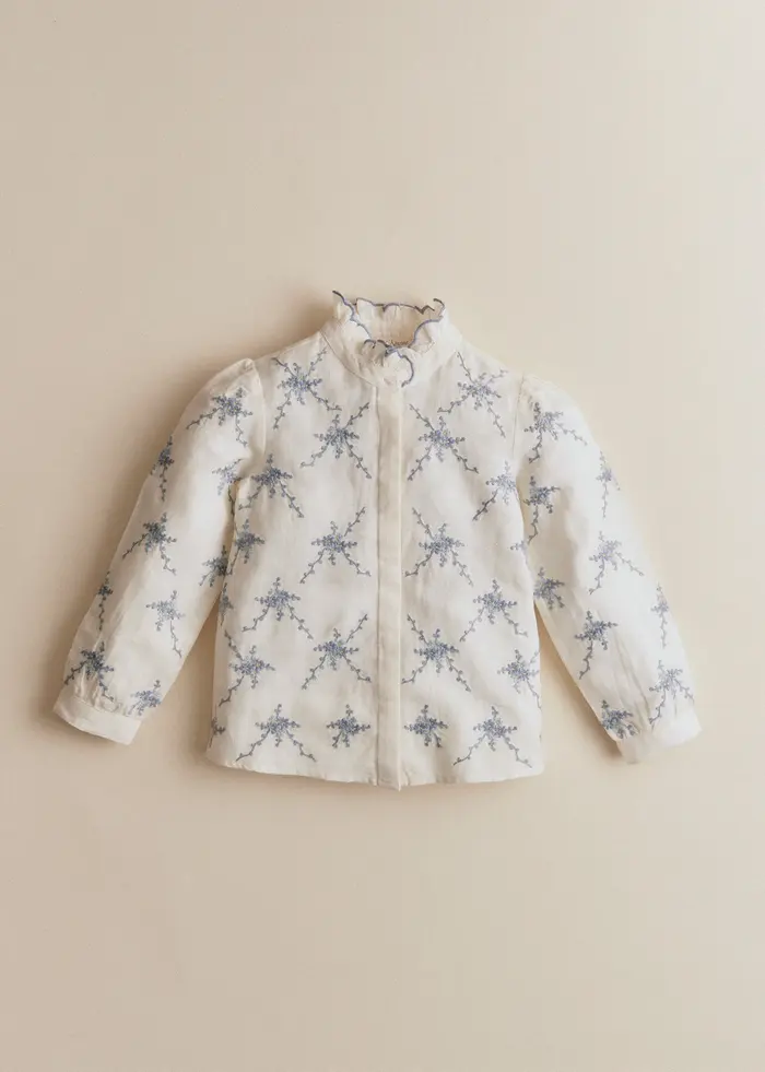 Chemise Ambre - Broderies Bouquets Bleus