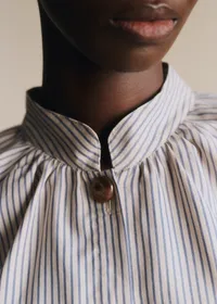 Chemise Analyne - Rayures Oxford Bleu Fond Beige — view 2