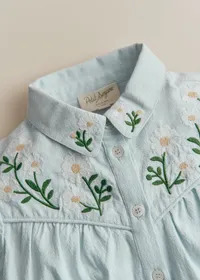 Chemise Augusta - Broderie Contrastée Marguerite Fond Bleu Ciel — view 4