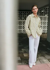 Chemise Bilma - Écru Rayures Kaki — view 2