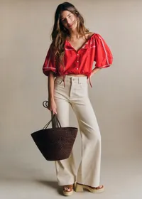 Chemise Camelia - Écru Fond Rouge — view 2