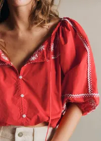 Chemise Camelia - Écru Fond Rouge — view 3