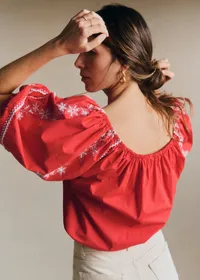 Chemise Camelia - Écru Fond Rouge — view 4