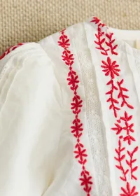 Chemise Charlina - Blanc / Broderie Rouge — view 3