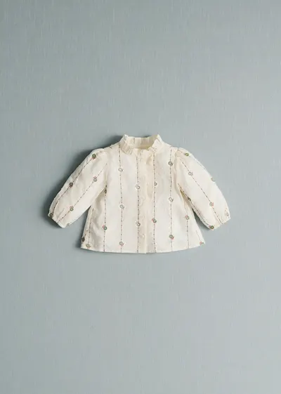 Chemise Chlo - Broderie Sauge / Camel Fond Ecru