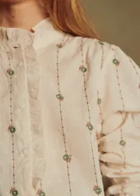 Chemise Chlo - Broderie Sauge / Camel Fond Ecru — view 2