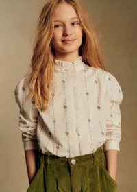 Chemise Chlo - Broderie Sauge / Camel Fond Ecru — view 3