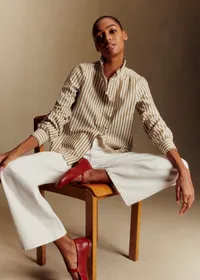 Chemise Chlo - Rayures Ecru Camel — view 3