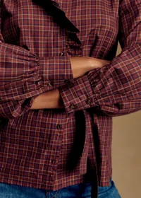 Chemise Corine - Carreaux Bordeaux Violet Écru — view 4