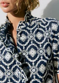 Chemise Dalhia - Fond Marine Broderie Ecru — view 2