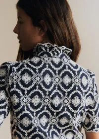 Chemise Dalhia - Fond Marine Broderie Ecru — view 4