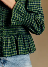Chemise Deidra - Carreaux Bleu Et Vert - Création Rose — view 3