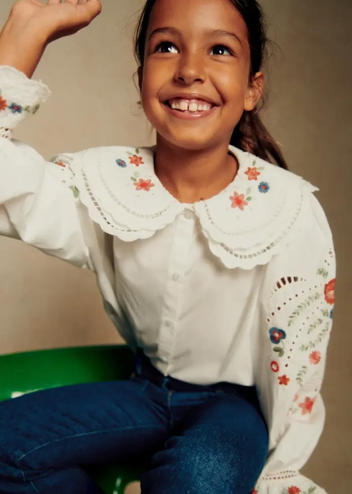 Chemise Gloria - Ecru / broderies multicos