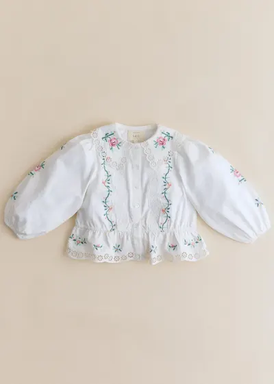 Chemise Henria - Sézane x SEA NY - Broderie Contrastée Mini Multico Fond Écru