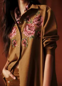 Chemise Jeanette - Sézane x Baziszt - Fleurs Multico Fond Café — view 2