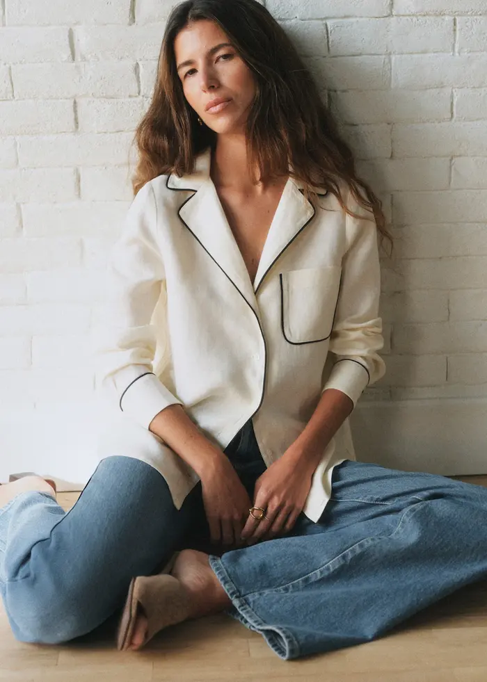 Chemise JEANNIA - Ecru Passepoils Noir