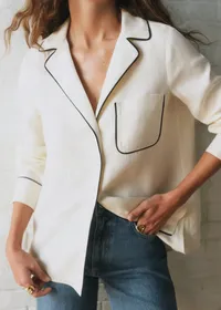 Chemise JEANNIA - Ecru Passepoils Noir — view 2