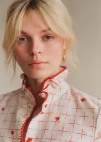 Chemise Lise - Carreaux Et Coeur Rouge Fond Ecru — view 2