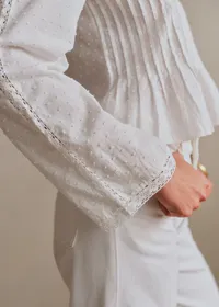 Chemise Lucienne - Broderie Contrastée Écrue — view 2