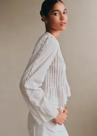 Chemise Lucienne - Broderie Contrastée Écrue — view 3