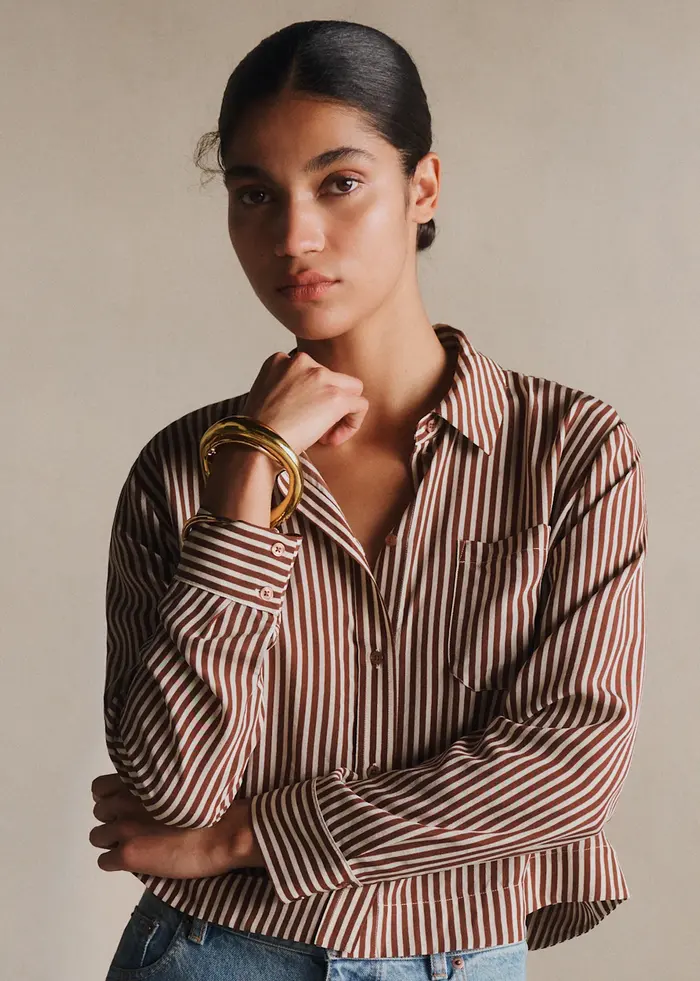 Chemise Maella - Rayures Marron Ecru