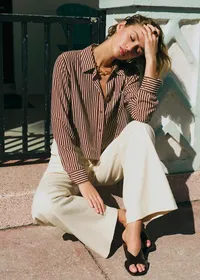 Chemise Maella - Rayures Marron Ecru — view 2