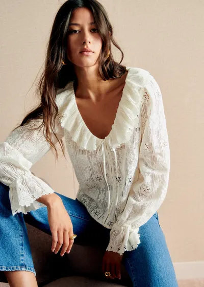 Chemise MARIELE - Guipure Unie Flowers Creme
