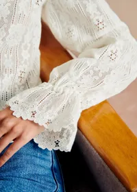 Chemise MARIELE - Guipure Unie Flowers Creme — view 2