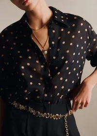 Chemise Marilis - Imprimé Pois Beige Fond Noir — view 2